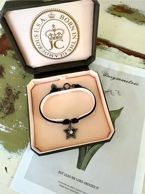 NEW NIB RARE VINTAGE Juicy Couture B-Pave Star Cord Bracelet Hematite Y2K OOAK